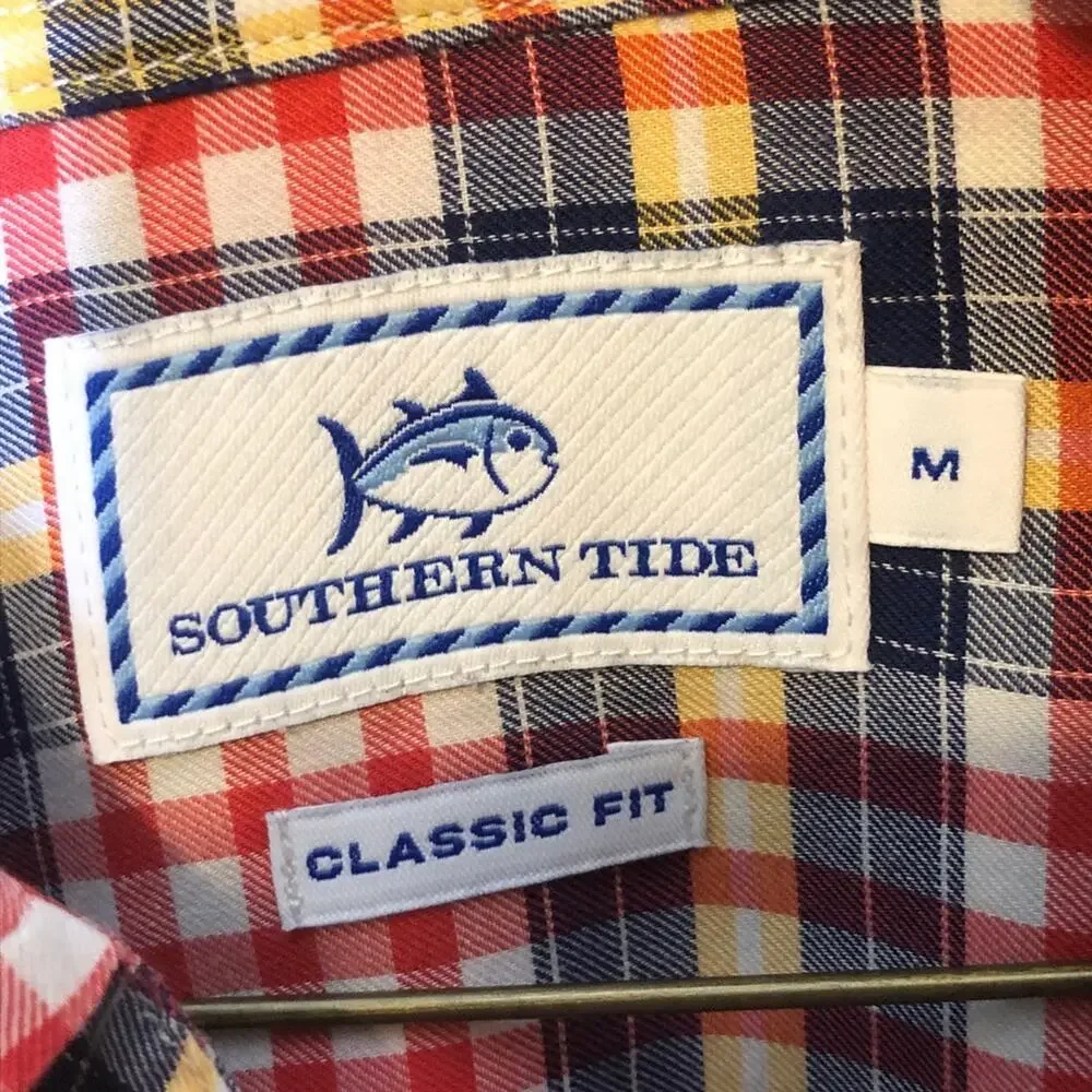 Southern Tide Shirt Red Blue Plaid Button Down M